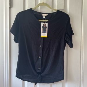 NWT Weatherproof Vintage Black Tie Up Textured Top | Size: S